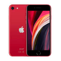 En rød iPhone SE 2. generation fra 2022